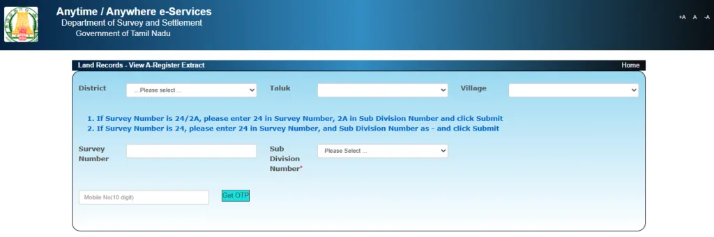 View A Register Extract Online on Tamil Nadu Land Records Portal