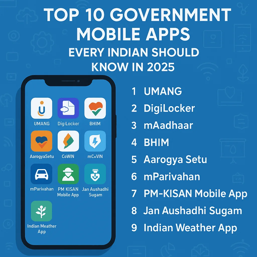 Top 10 Government Mobile Apps in India 2025 Banner