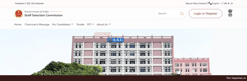 SSC CGL 2025 Notification Official Website Screenshot – ssc.gov.in