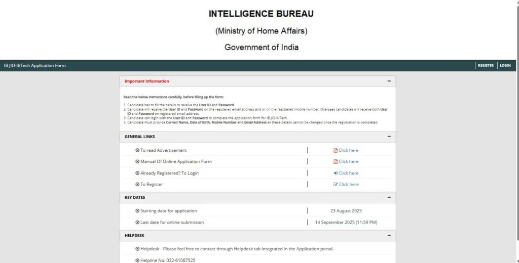 How to Apply Online – IB Junior Intelligence Officer Recruitment 2025
